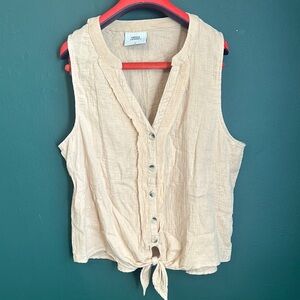 Cream Sleeveless Button-Up Top -XL